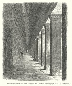 Pohled do interiéru chodby, Nakhon Wat (rytina) od English School