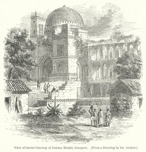 Pohled na boční bránu Jumma Musjid, Jaunpore (rytina) od English School