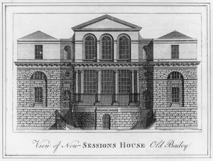 Pohled na New Sessions House Old Bailey od English School