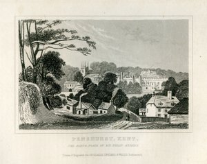 Pohled na Penshurst, Kent, kolem roku 1840 od English School