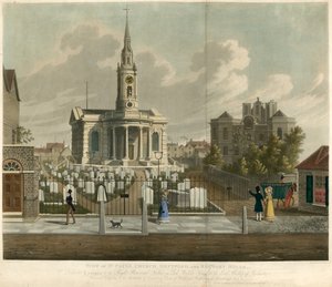 Pohled na St Pauls Church, Deptford, Londýn a Rectory House
