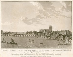 Pohled na Westminster, v době stavby mostu od English School