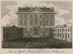 Pohled na York House (později Albany), dům zesnulého lorda Melbourne od English School