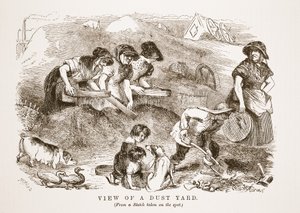Pohled na Dust Yard, ilustrace z London Labor and London Poor od Henry Mayhew, hospoda. 1862 od English School