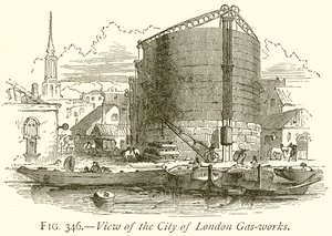Pohled na City of London Gas-Works od English School