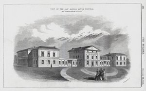 Pohled na New London Fever Hospital (rytina) od English School