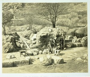Pohled na chrám Mars, z Historie objevů v Halikarnassu, Cnidu a Branchidae, od Charlese Thomase Newtona (1816-94), publikováno 1862 od English School