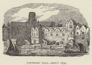 Vinařská síň kolem roku 1650 (rytina) od English School
