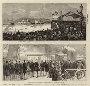Návštěva jejich královských výsostí princů Alberta Victora a George z Walesu v Dublinu (rytina) od English School