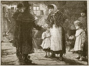 Návštěva desátkového prokurátora, Irsko, 1832, ilustrace z Cassells Illustrated History of England (sépiová fotografie) od English School