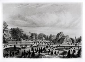 Návštěvníci si prohlížejí Palm House v paláci Kew, c.1860 od English School