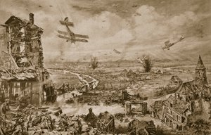 Živý dojem ze strašlivých bojů o Armentieres v dubnu 1918, 1918-19 od English School