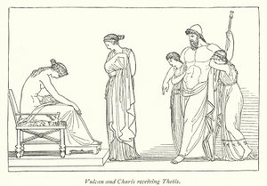 Setkání Vulcana a Charis s Thetis (litho) od English School