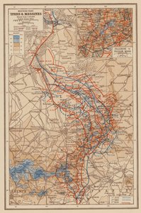 1. světová válka: západní fronta, Ypres a Messines (barevná litografie) od English School