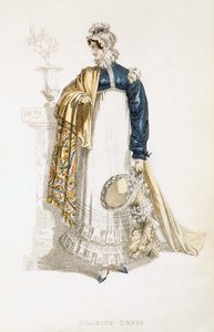 Vycházkové šaty, módní deska z Ackermanns Repository of Arts od English School