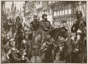 Wallace na cestě do Westminster Hall, ilustrace z Cassells Illustrated History of England (sépiová fotografie) od English School