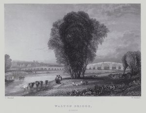 Walton Bridge, Surrey (rytina) od English School