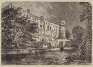 Hrad Warwick, z Avon (rytina) od English School