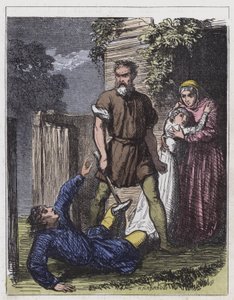 Wat Tyler and the Tax-Gatherer (barevná rytina) od English School