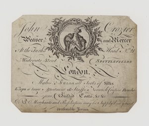 Weaver a Mercer, John Crozier, obchodní karta od English School