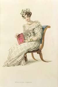 Svatební šaty, módní talíř z Ackermanns Repository of Arts od English School
