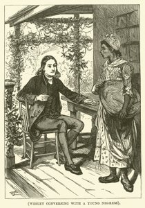 Wesley v rozhovoru s mladou černoškou (rytina) od English School