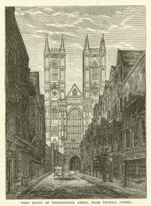 Západní fronta Westminsterského opatství, z Tothill Street (rytina) od English School