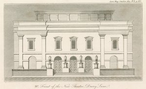 Západní fronta nového divadla Drury Lane v Londýně od English School