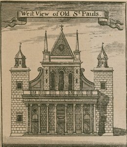 Západní pohled na Old St Pauls, Londýn od English School