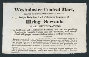 Westminster Central Mart, najímání služebníků od English School