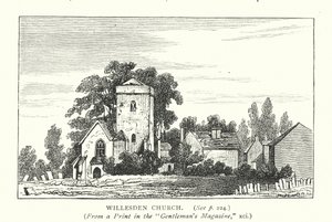 Kostel ve Willesdenu (rytina) od English School