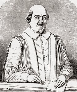 William Shakespeare, podle busty z hrobky ve Stratfordu, z 