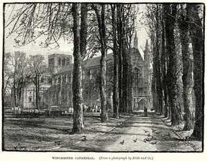 Winchesterská katedrála (rytina) od English School