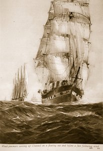 Větrné čluny připlouvající ke kanálu La Manche na proudícím moři a před rychlým následným větrem, 1914-19 od English School