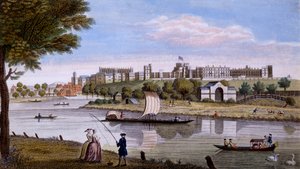 Windsorský hrad přes Temži, cca 1760 (ručně kolorovaná rytina) od English School