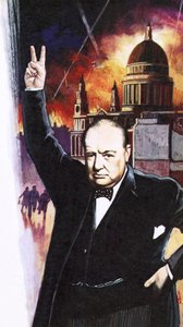 Winston Churchill během Blitzu od English School