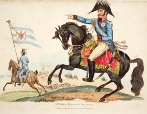 Wm Fred. král pruský, hospod. od Richarda Evanse, engr Romney, ilustrace z Historický popis bitvy u Waterloo od Williama Mudforda, 1816 od English School