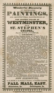 Nádherný objev iluminovaných maleb a architektonických ilustrací starověkého Westminsterského paláce a kaple St Stephens, nyní Dolní sněmovny od English School