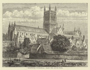 Worcesterská katedrála, od jihozápadu od English School