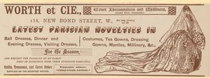 Worth et Cie, 134 New Bond Street, Londýn, reklama od English School