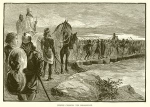 Xerxes překračující Hellespont od English School