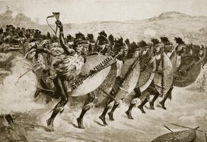 Zuluové postupují do útoku na Kambulu, 29. března 1879 od English School