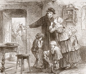 Zwingle odchází do armády, ilustrace z Historie protestantismu od Jamese Aitkena Wylie (1808-1890), hospoda. 1878 od English School