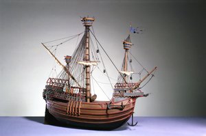 Model vlámského karaku cca 1480 (dřevo) v měřítku 1:60
