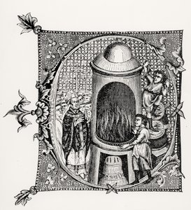 Historická iniciála C z Divinorum Officiorum od Williama Duranda, ilustrace z Vědy a literatury ve středověku a renesanci, napsal a vyryl Paul Lacroix, 1878 ( od English School English School