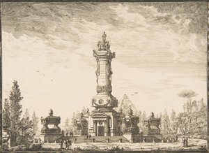 Perspektivní pohled na pohřební sloup určený k pohřbu..., 1746-50.