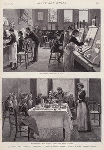 Umělecké a domácí školení na William Street Board School, Hammersmith, Londýn (litho)