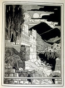 Ruiny Sodomy, z knihy Judah ilustrované Ephraimem Mosesem Lilienem (1874-1925). Lilian je považován za otce sionistické ikonografie vytvořené ve stylu Jugendstil (německá secese). Ilustroval knihu „Juda“ (1900), knihu biblického básníka