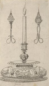 Design pro svícen s ořezávačem knotu svíček, 1560-70. od Erasmus Hornick