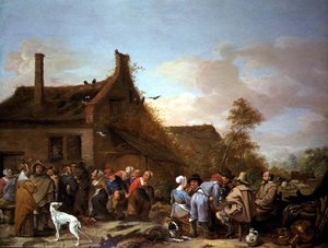 Veselí rolníci před hostincem od Erasmus de Bie